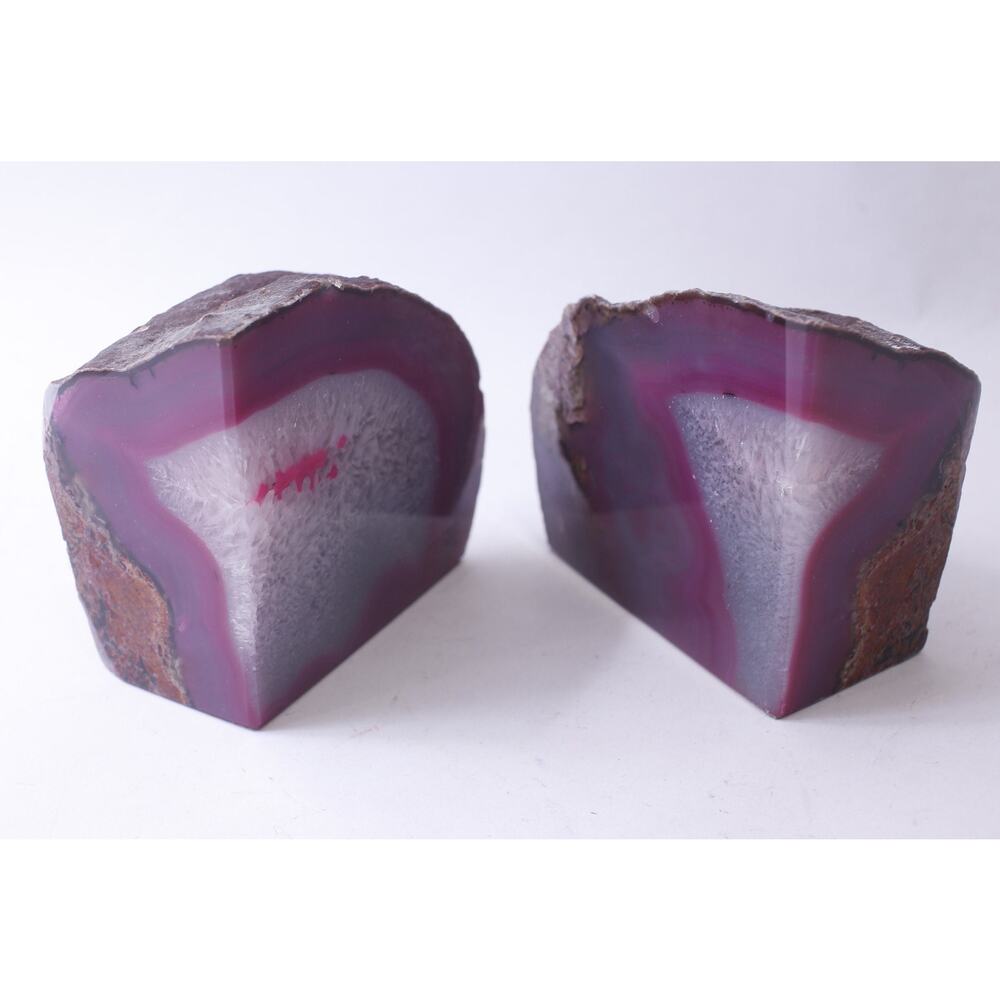 Agate Bookends, Cut, Set of 2, Geode Crystals, Library, Bookshelf Decor